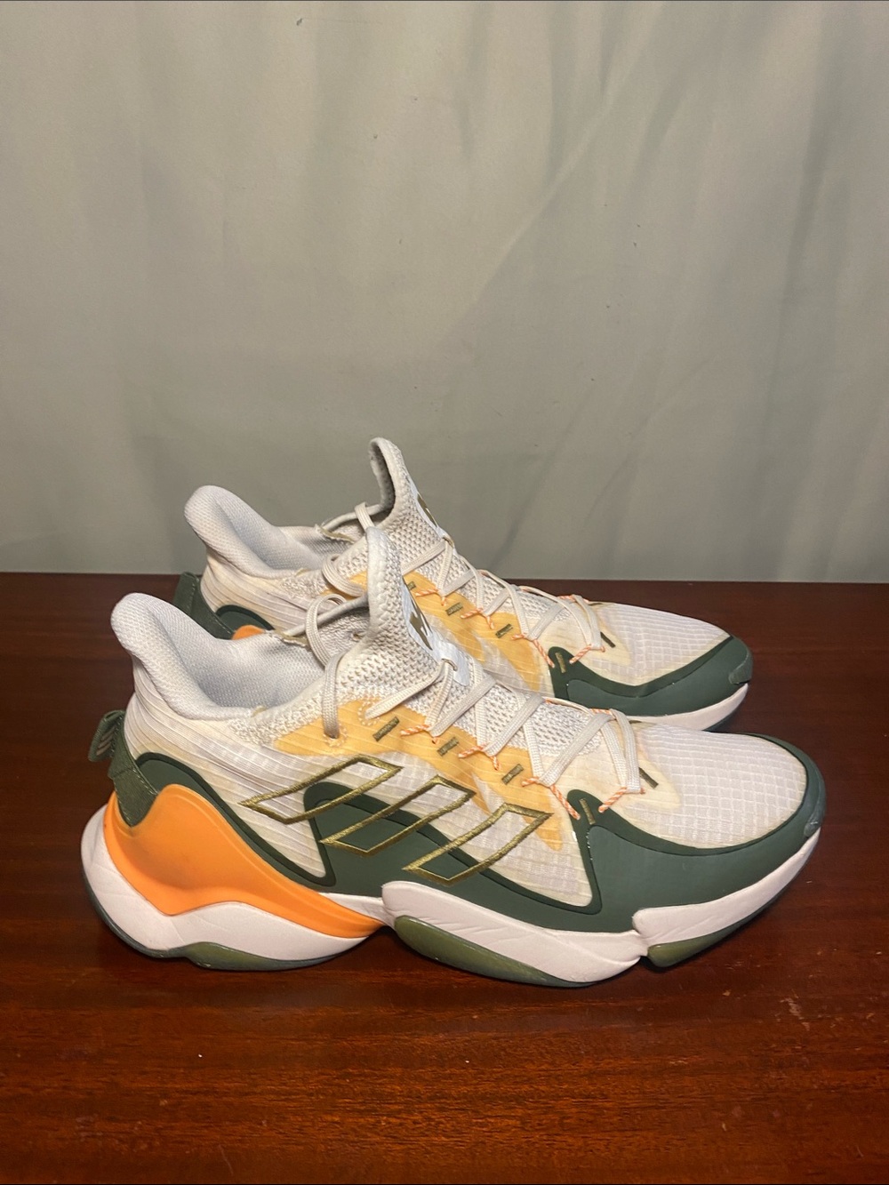 Adidas Patrick Mahomes 1 Impact FLX Khaki Pine Orange Cross Training Shoes 11.5